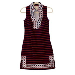 Sail To Sable Tunic Shift Dress Navy Red White XXS